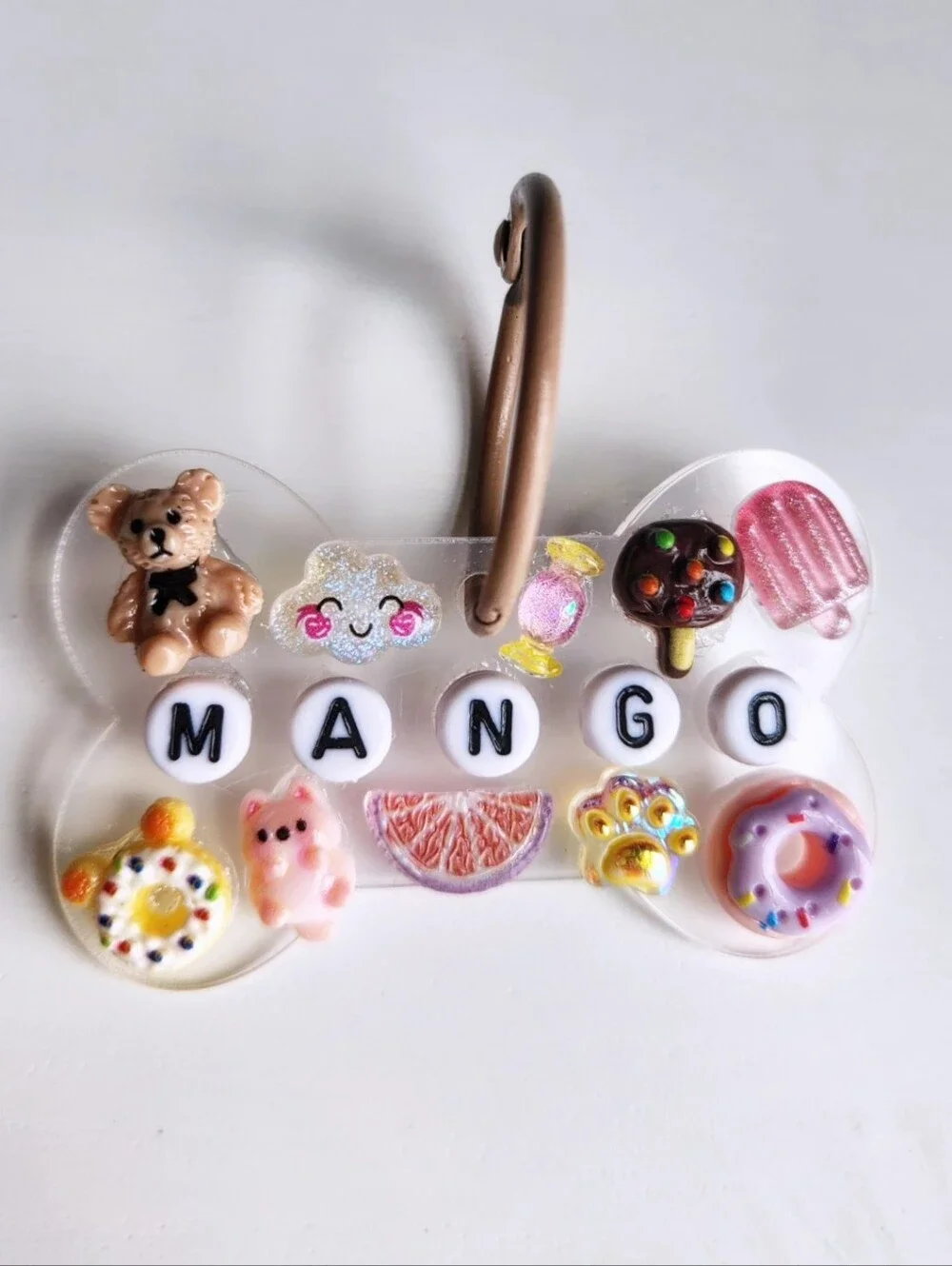 Personalized Name Dog Tag Keychain Acrylic Bone Shaped Tag Name Beads Charms